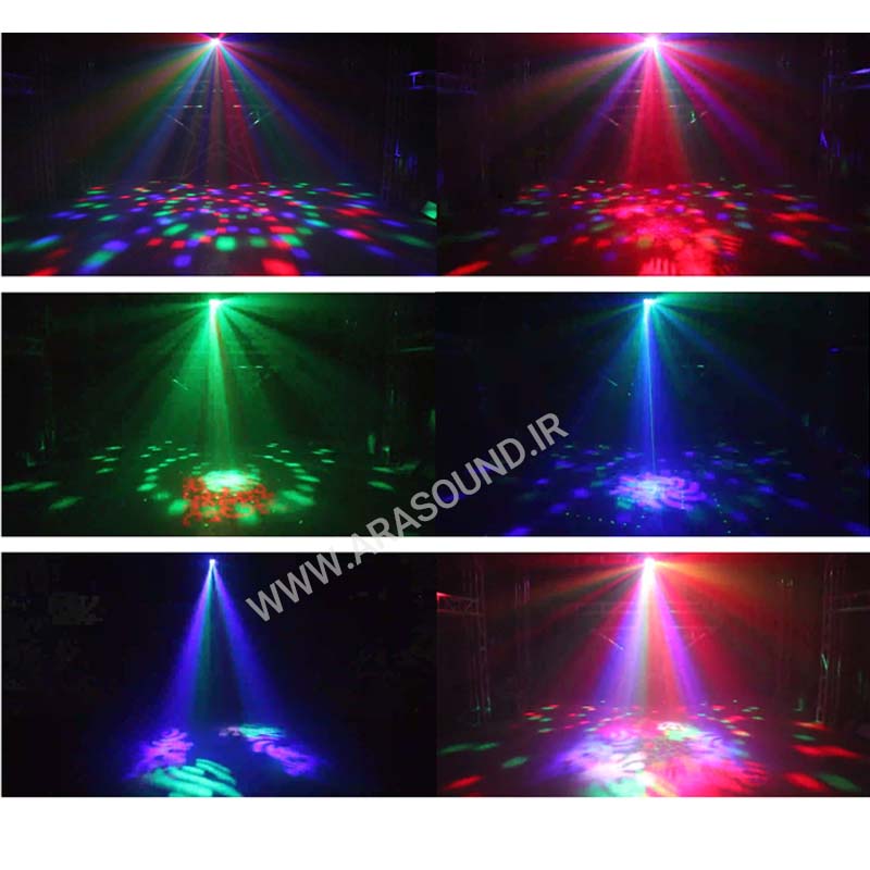 رقص نور افکتی 4کاره  Magic Ball GOBO Strobe Laser 4in1 Mini Light